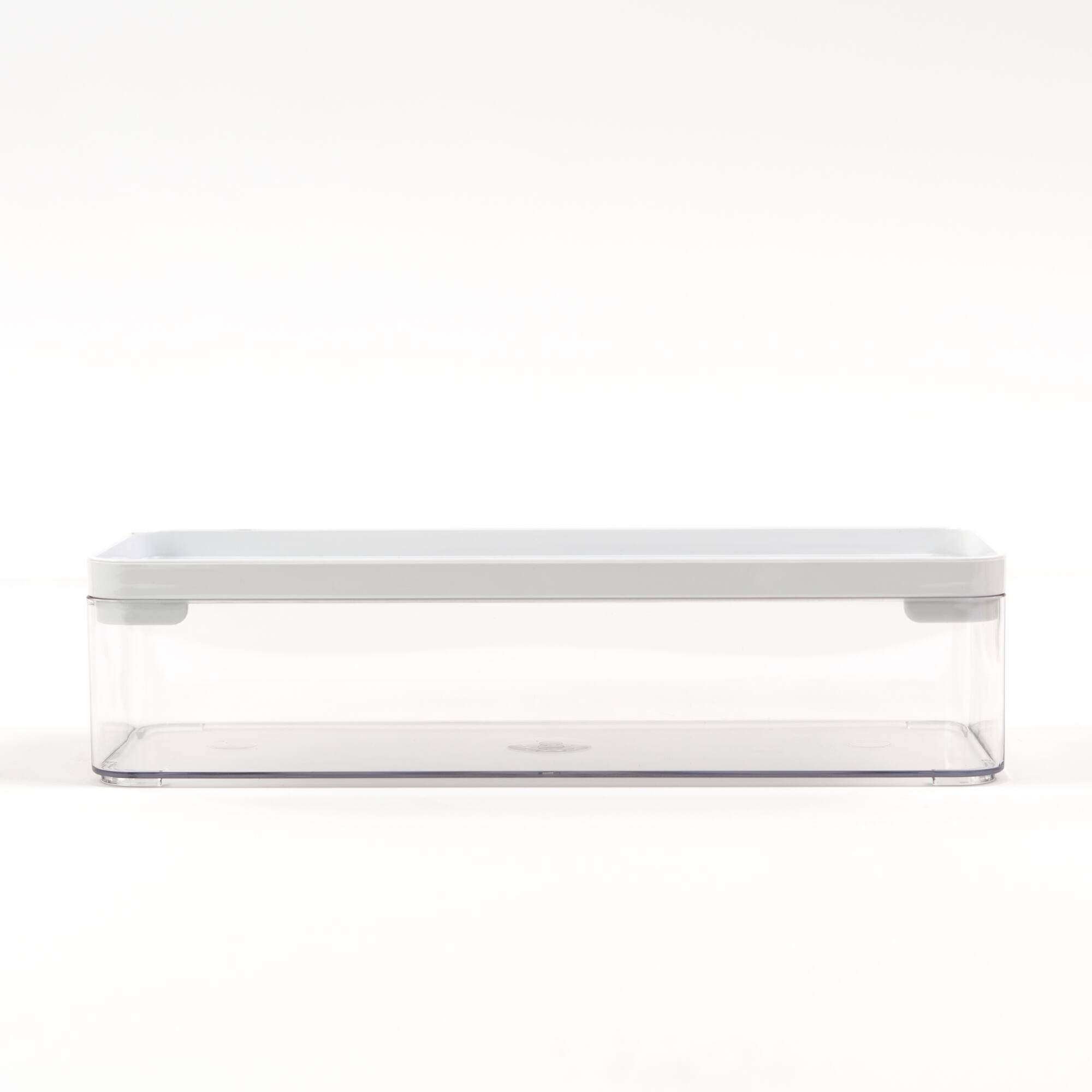 Everything Mary Large Clear Plastic Storage Box with White Lid